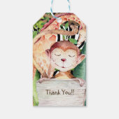 Oerwoud Aap & Giraffe Dierenprint Baby shower Cadeaulabel (Achterkant)