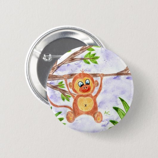 Oerwoud aap ronde knop ronde button 5,7 cm (Voorkant /achterkant)