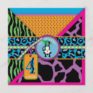 Oerwoud aap Vierde verjaardag uitnodiging Wilde