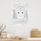 Oerwoud aap volwassen kleurstof poster (Keuken)