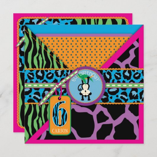 Oerwoud aap zesde uitnodiging (Voorkant / Achterkant)