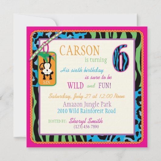 Oerwoud aap zesde uitnodiging (Achterkant)