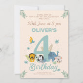 Oerwoud Adventure Blue Vierde Verjaardag Kaart (Voorkant)