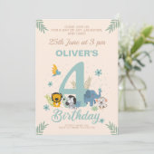Oerwoud Adventure Blue Vierde Verjaardag Kaart (Staand voorkant)