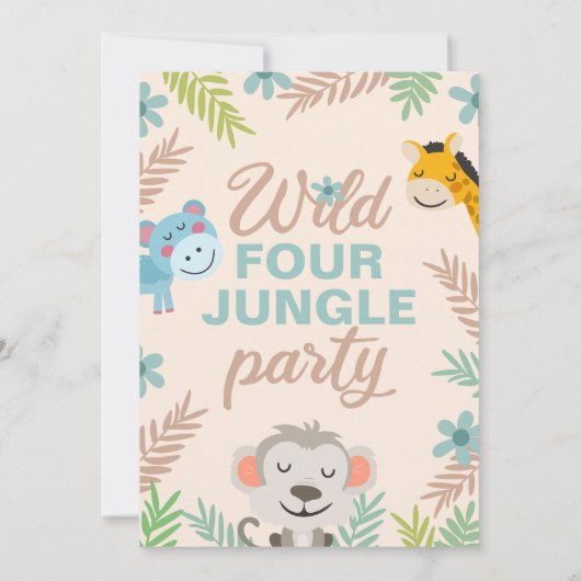 Oerwoud Adventure Blue Vierde Verjaardag Kaart (Achterkant)