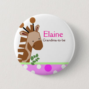 Oerwoud Adventure Giraffe NAME TAG Custom Button