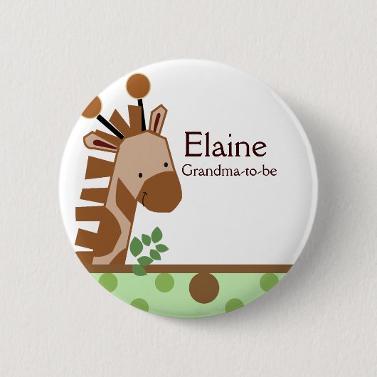 Oerwoud Adventure Giraffe NAME TAG Custom Button (Voorkant)