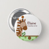 Oerwoud Adventure Giraffe NAME TAG Custom Button (Voorkant /achterkant)