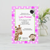 OERWOUD ADVENTURE PINK Safari Baby shower Kaart (Staand voorkant)