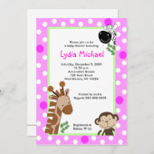 OERWOUD ADVENTURE PINK Safari Baby shower Kaart (Voorkant / Achterkant)