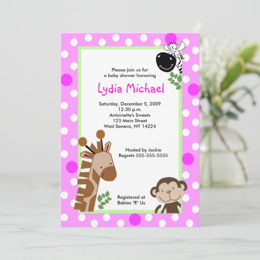 OERWOUD ADVENTURE PINK Safari Baby shower Kaart (Staand voorkant)