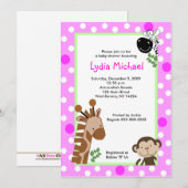 OERWOUD ADVENTURE PINK Safari Baby shower Kaart (Voorkant / Achterkant)