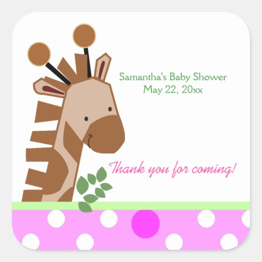Oerwoud Adventure (Roze) SQUARE Favor Sticker (Voorkant)