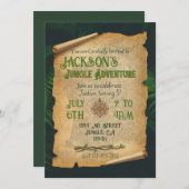 Oerwoud Adventure Theme Verjaardagsuitnodiging Kaart (Voorkant / Achterkant)
