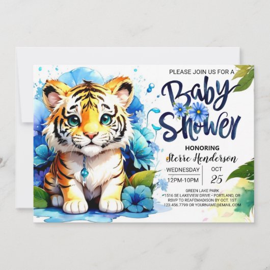 Oerwoud Adventure Tiger Baby shower Kaart (Voorkant)