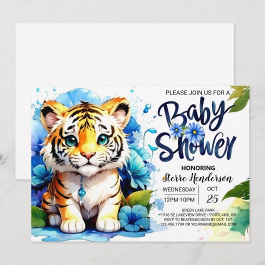 Oerwoud Adventure Tiger Baby shower Kaart (Voorkant / Achterkant)