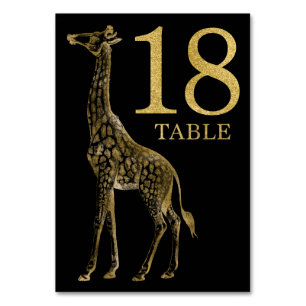Oerwoud African Animal Giraffe Table Number Card 1 Kaart