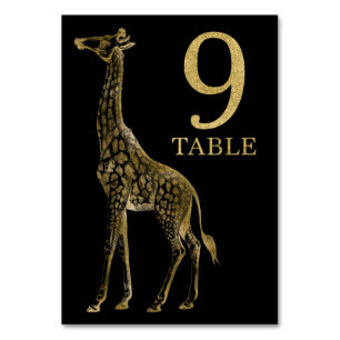 Oerwoud African Animal Giraffe Table Number Card 9 Kaart