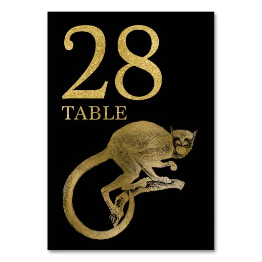 Oerwoud African Animal Monkey Table Number Card 28 Kaart (Voorkant)