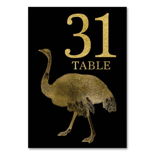Oerwoud African Animal Ostrich Table Number Kaart  (Achterkant)