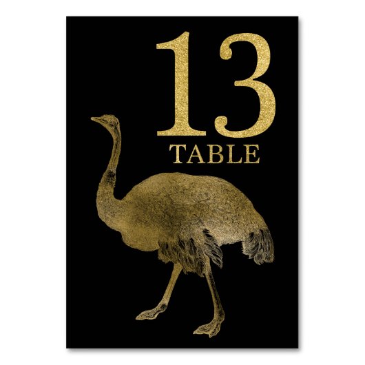 Oerwoud African Animal Ostrich Table Number Kaart  (Achterkant)
