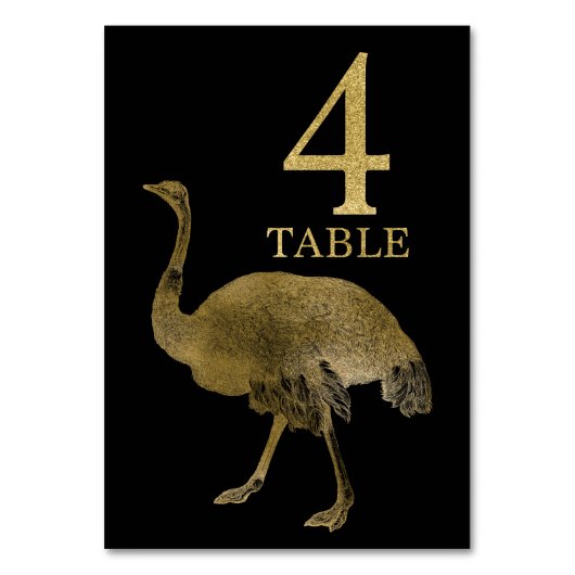 Oerwoud African Animal Ostrich Table Number Kaart  (Achterkant)