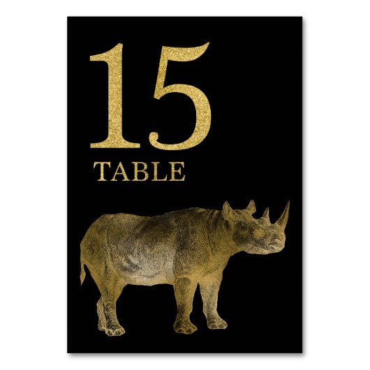 Oerwoud African Animal Rhino Table Number Card 15 Kaart (Achterkant)