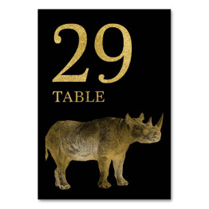 Oerwoud African Animal Rhino Table Number Card 29 Kaart