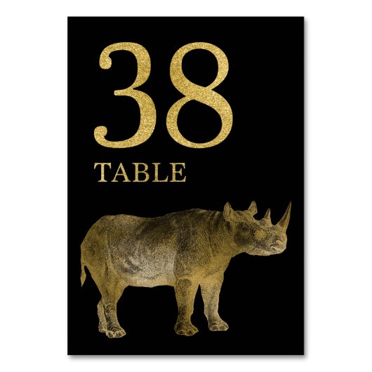 Oerwoud African Animal Rhino Table Number Card 38 Kaart (Voorkant)