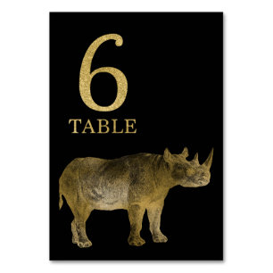 Oerwoud African Animal Rhino Table Number Card 6 Kaart