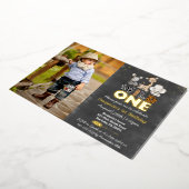 Oerwoud-alkboard Wilde één foto echte goudolie in Folie Uitnodiging (Gedraaid)