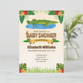 Oerwoud Alligator Crocodile Baby shower Uitnodigin Kaart (Staand voorkant)