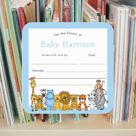Oerwoud Animal Bookplate, baby's eerste bibliothee Vierkante Sticker