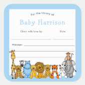 Oerwoud Animal Bookplate, baby's eerste bibliothee Vierkante Sticker (Voorkant)