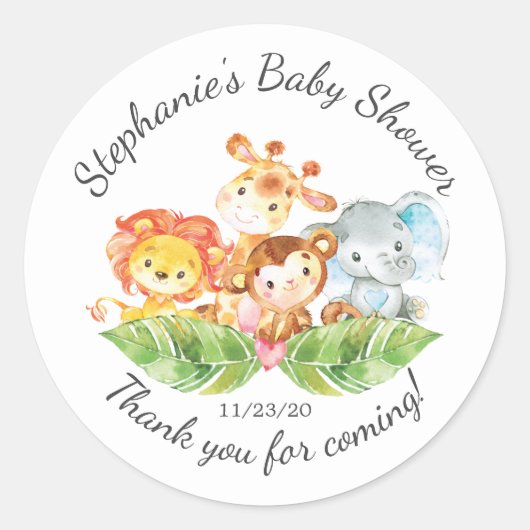 Oerwoud Animal Boys Baby shower Favor Sticker (Voorkant)