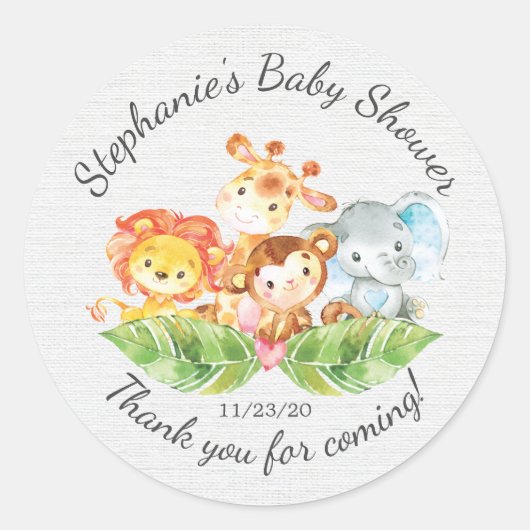 Oerwoud Animal Boys Baby shower Favor Sticker (Voorkant)