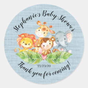 Oerwoud Animal Boys Baby shower Favor Sticker