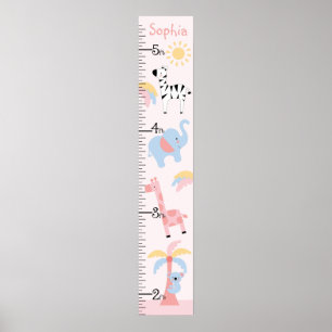 Oerwoud Animal Girl Growth Chart Keep at 8x44! Poster