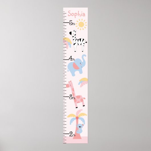 Oerwoud Animal Girl Growth Chart Keep at 8x44! Poster (Voorkant)