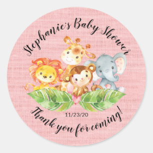 Oerwoud Animal Girls Baby shower Favor Sticker