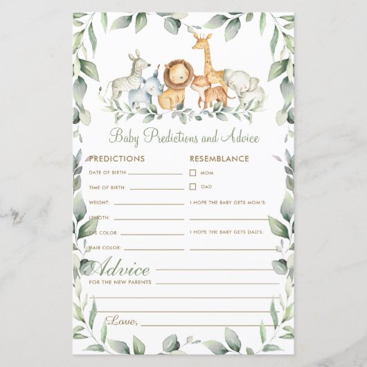Oerwoud Animal Greenery Baby Predictions and Advic (Voorkant)