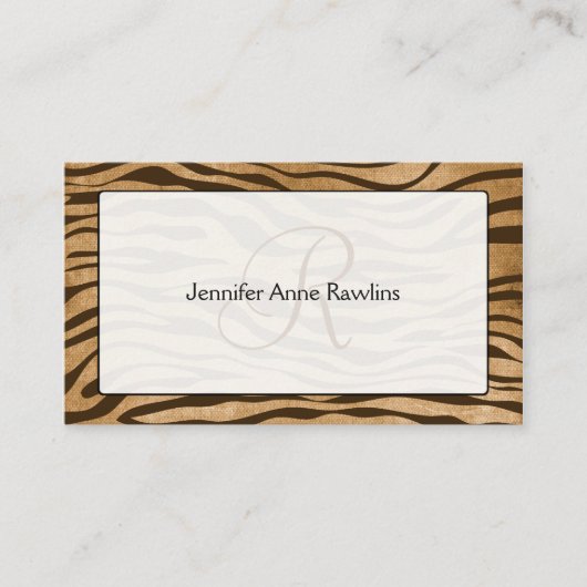 Oerwoud Animal Print Monogram Initiaal Visitekaartje (Voorkant)