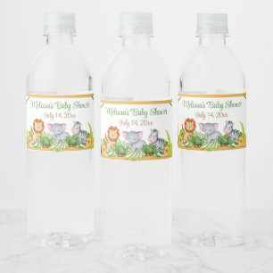 Oerwoud Animal Safari Baby shower Waterfles Etiket