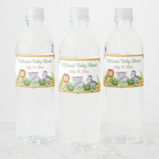 Oerwoud Animal Safari Baby shower Waterfles Etiket (Flessen)