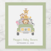Oerwoud Animal Safari Baby shower Wijn Etiket (Enkel label)
