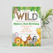 Oerwoud Animal Safari Birthday Uitnodiging (Staand voorkant)
