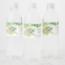 Oerwoud Animal Safari Greenery Lion Baby shower Waterfles Etiket