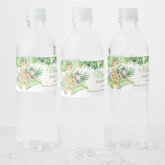 Oerwoud Animal Safari Greenery Lion Baby shower Waterfles Etiket (Flessen)