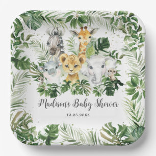 Oerwoud Animal Safari Greenery Neutral Baby shower Papieren Bordje