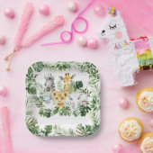 Oerwoud Animal Safari Greenery Neutral Baby shower Papieren Bordje (Feest)